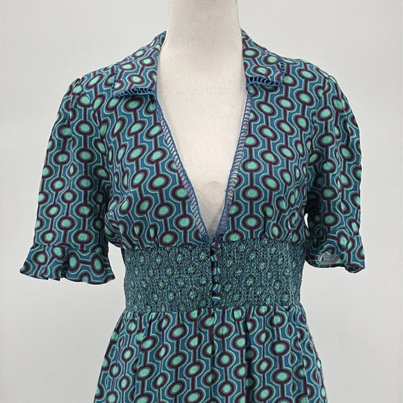 Urban Outfitters Graziana Mini Dress in Blue Motif - NEW - Size Large - Picture 5 of 10